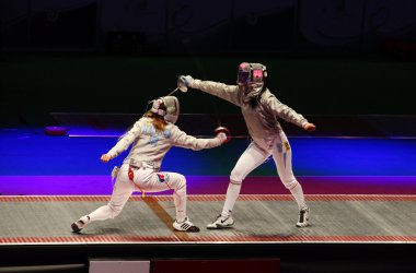 Russia-Ukraine final match at 2012 World Fencing Championships clipart