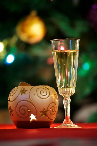 Stock image Christmas still-life with a glass of champagne