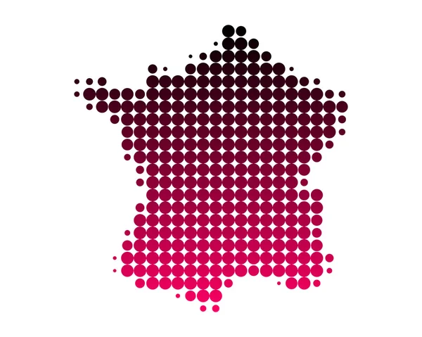 紫色のグラデーション ドットにおけるフランスの地図 — ストックベクタ