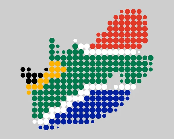 地図および南アフリカ共和国の旗 — ストックベクタ