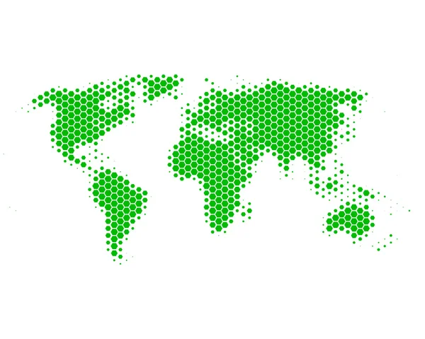 Mapa świata w sześciokąty — Wektor stockowy