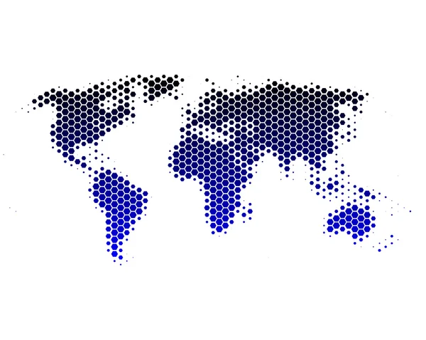 Mappa del mondo in esagoni — Vettoriale Stock