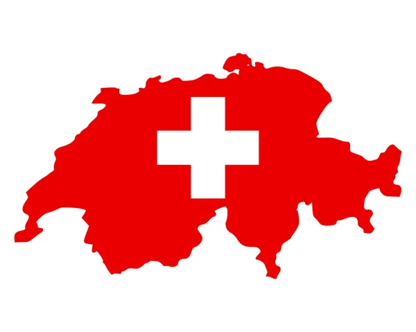 नकाशा आणि स्वित्झर्लंड ध्वज — स्टॉक व्हेक्टर