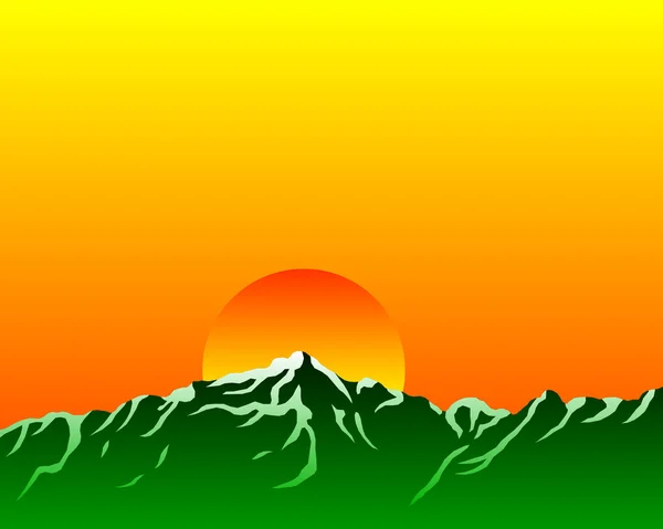 stock vector Mountains with sun