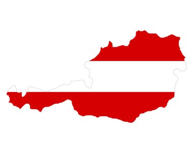 Map and flag of Austria clipart