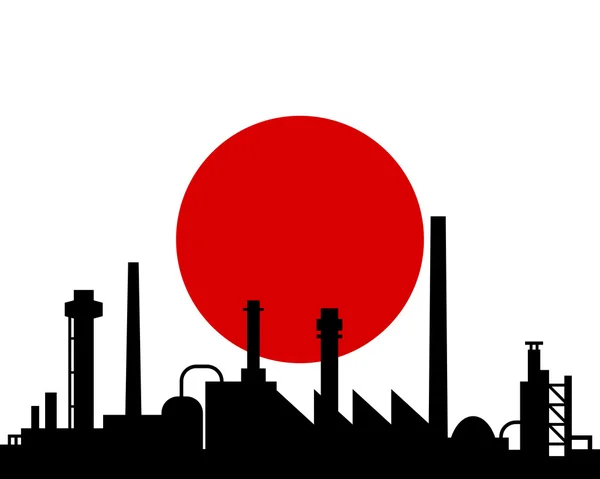 工业和日本国旗 — 图库照片