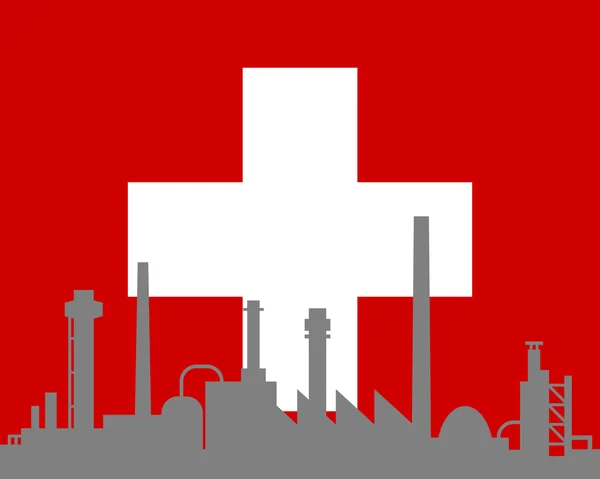 Industry and flag of Switzerland — Stock Photo, Image