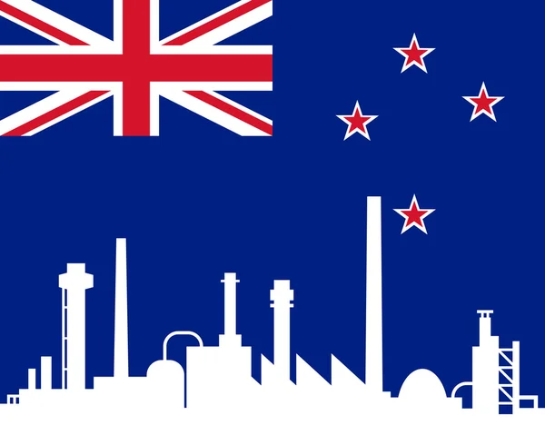 Industrie et drapeau de Nouvelle-Zélande — Photo