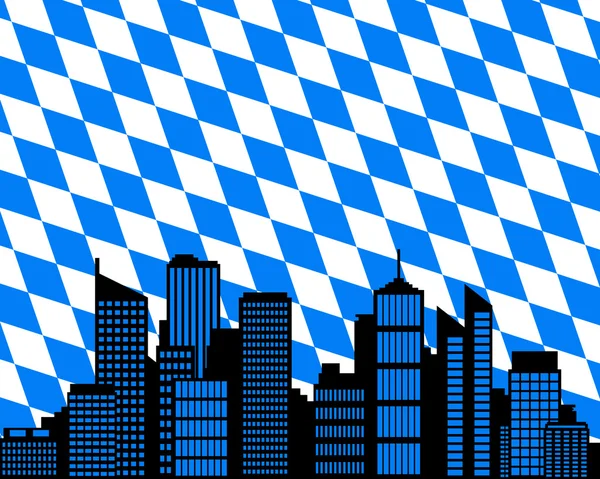 Město a bavorská vlajka — Stock fotografie