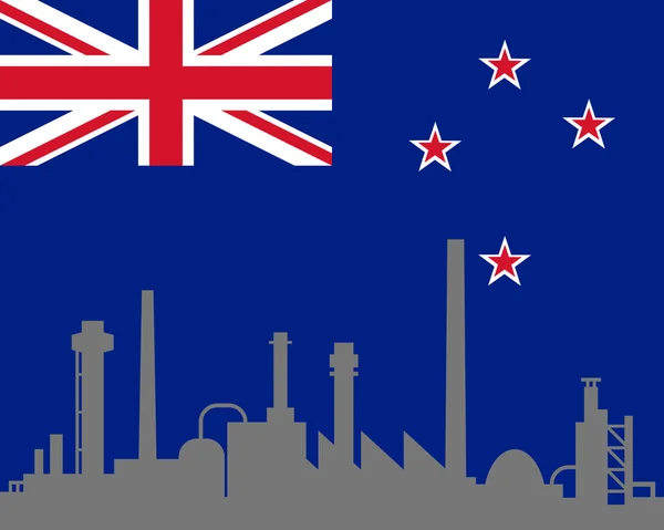 Industrie et drapeau de Nouvelle-Zélande — Photo