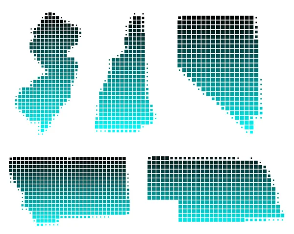 Mapa, montana, nebraska, nevada, new hampshire i new jersey — Wektor stockowy