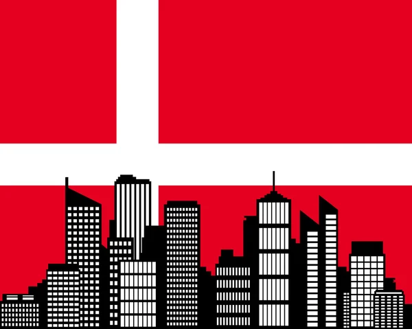 Staden och flagga Danmark — Stock vektor
