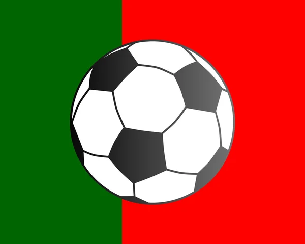 Bandiera del Portogallo e pallone da calcio — Vettoriale Stock