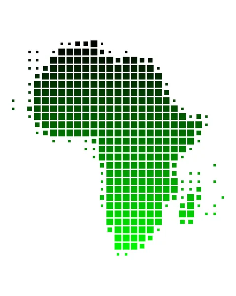 Map of Africa in squares with green gradient — Stock Vector