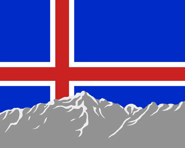 Montanhas com bandeira da Islândia — Vetor de Stock