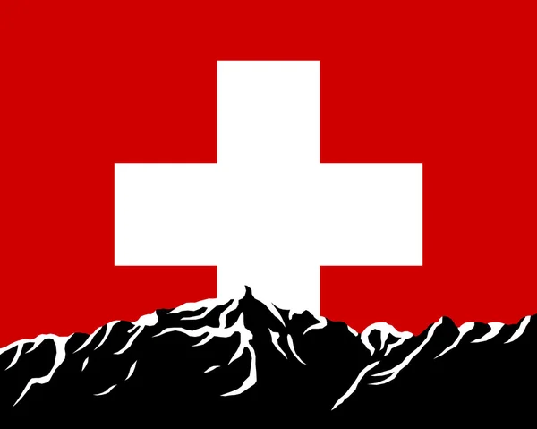 Montagne con bandiera della Svizzera — Vettoriale Stock