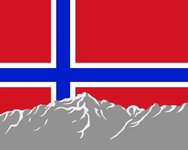 Montañas con bandera de Noruega — Archivo Imágenes Vectoriales