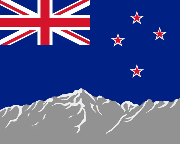 山与新西兰国旗的 — 图库矢量图片