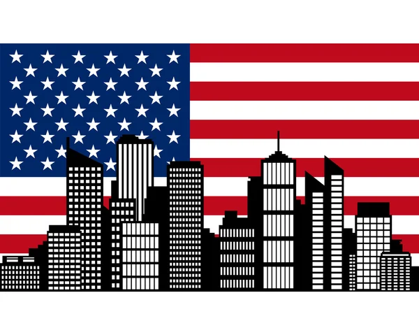 Città e bandiera di USA — Vettoriale Stock