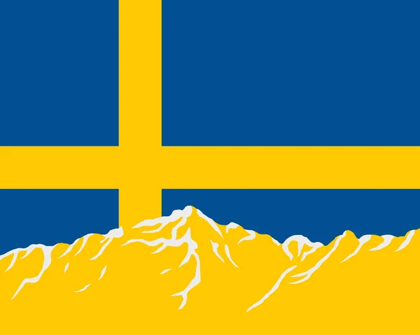 Mountains with flag of Sweden — Stock Vector