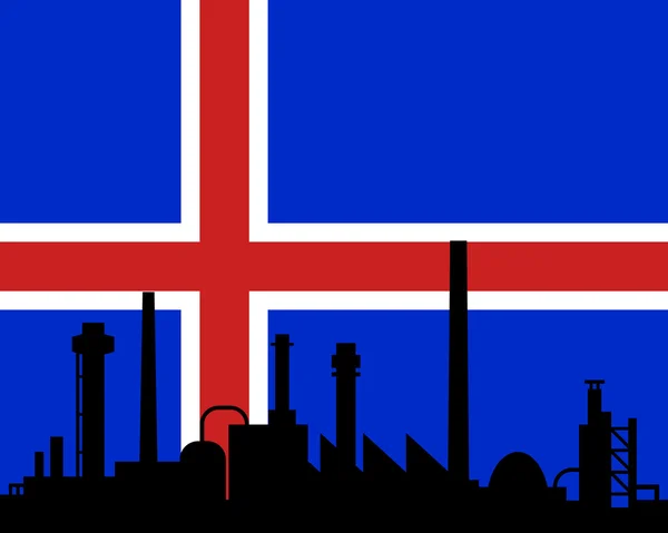 Industrie et drapeau de l'Islande — Image vectorielle