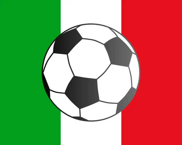 Drapeau de l'Italie et ballon de football — Image vectorielle