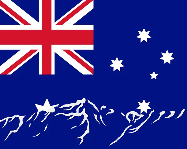 山与澳大利亚的国旗 — 图库矢量图片