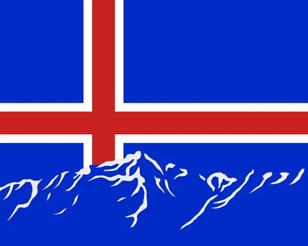 Βουνά με σημαία της Ισλανδίας — Διανυσματικό Αρχείο