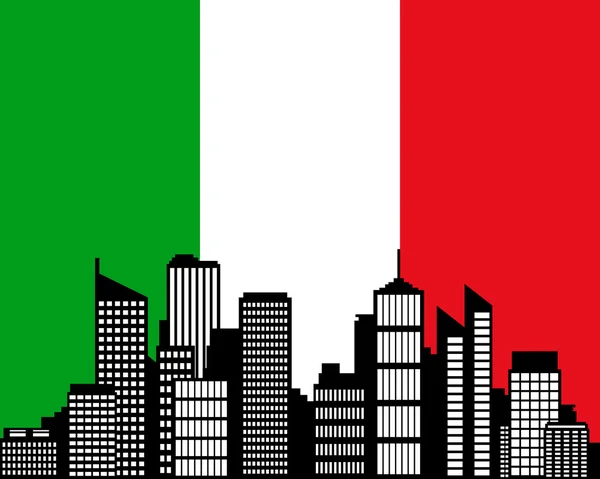 Ciudad y bandera de Italia — Vector de stock