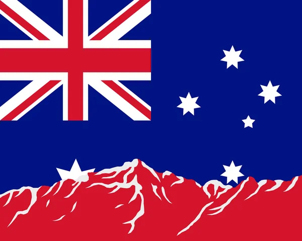 Montagnes avec drapeau de Australie — Image vectorielle