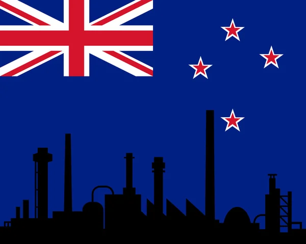 Industrie et drapeau de Nouvelle-Zélande — Image vectorielle