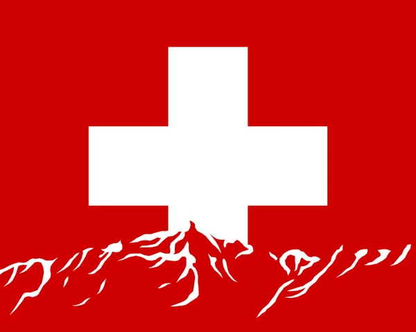 Montagne con bandiera della Svizzera — Vettoriale Stock