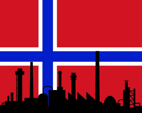 Industrie en de vlag van Noorwegen — Stockvector