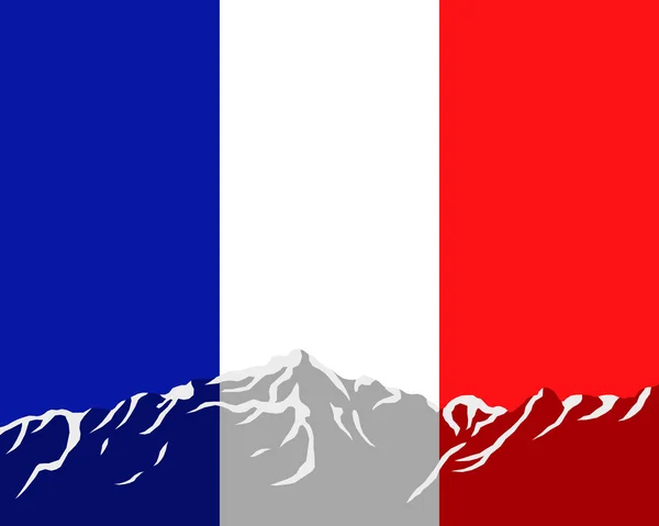 Montagnes avec drapeau de France — Image vectorielle