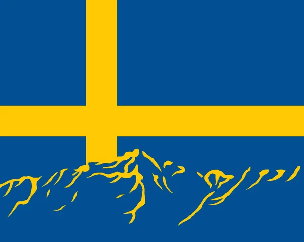 スウェーデンの旗の山々 — ストックベクタ