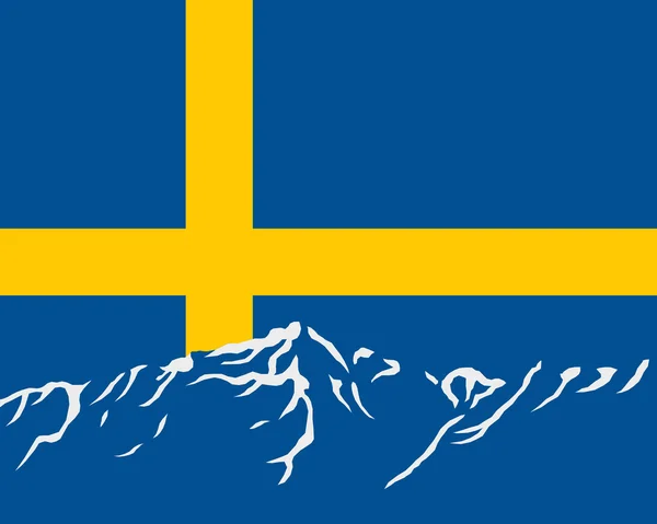 スウェーデンの旗の山々 — ストックベクタ