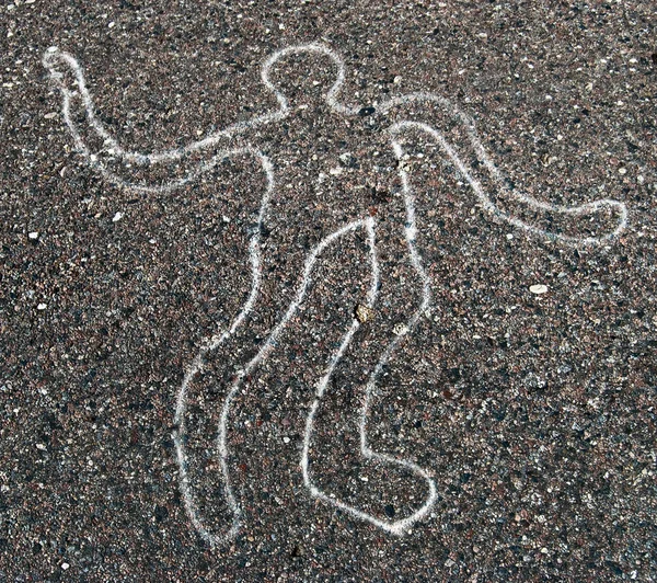 stock image Man painted on the asphalt