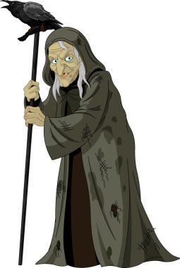 Witch with raven clipart