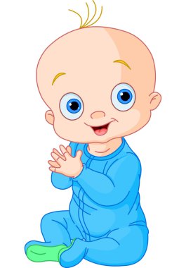 Cute baby boy clapping hands clipart