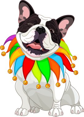 French bulldog wearing a colorful collar clipart