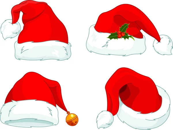 Santa Claus klobouk kolekce — Stockový vektor