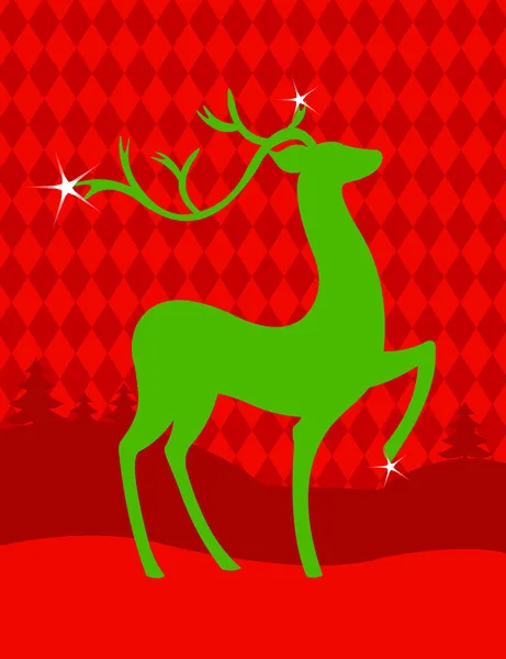 クリスマスの鹿は緑 — ストックベクタ
