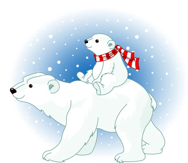 Polar Bear mom and baby — Stock Vector