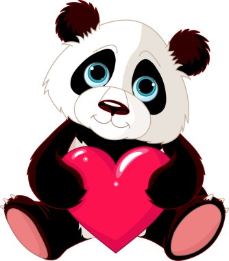 Cute Panda with heart clipart