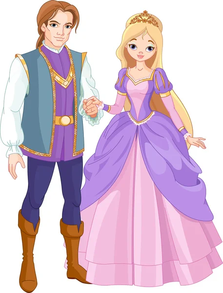Beautiful prince and princess — Stock Vector