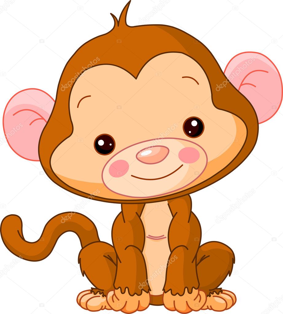 Animales tiernos monos imágenes de stock de arte vectorial | Depositphotos