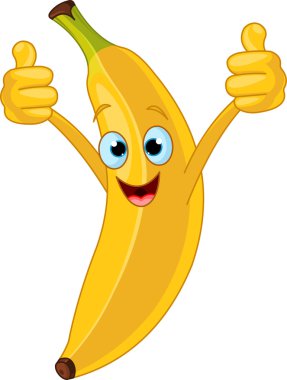 Cheerful Cartoon banana character clipart