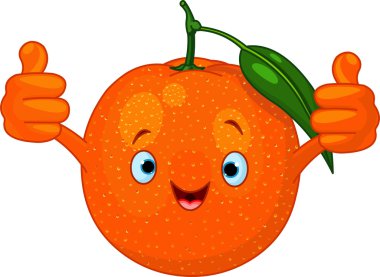 Cheerful Cartoon Orange character clipart