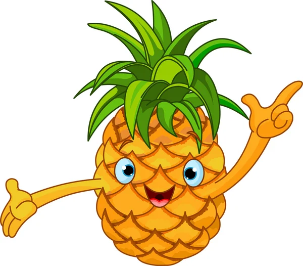 Cartone animato allegro personaggio ananas — Vettoriale Stock