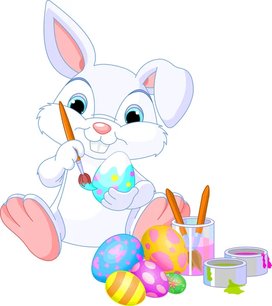 Bunny Painting Easter Egg — Stock Vector